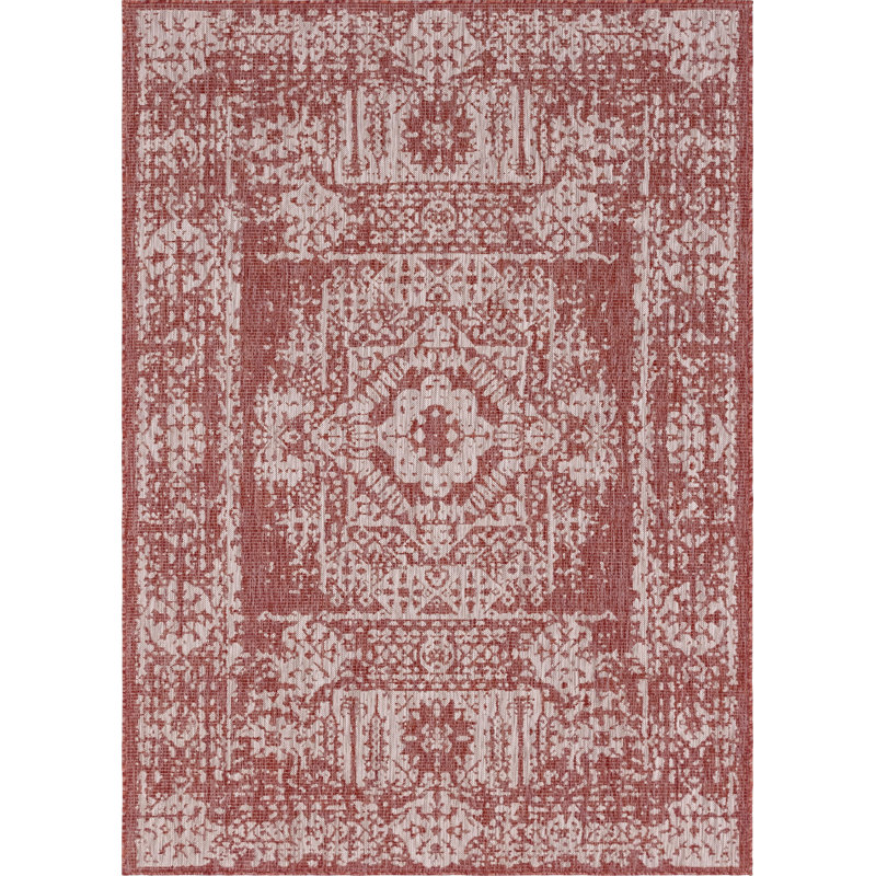 Charlton Home® Cozine Oriental Red/Beige Indoor/Outdoor Area Rug